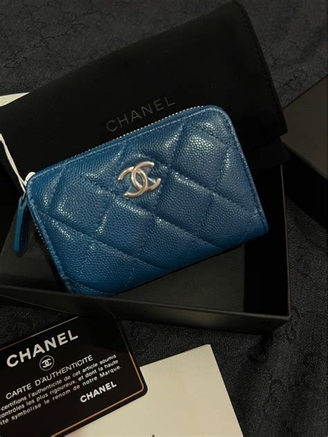 chanel card case green|Chanel zipper card case.